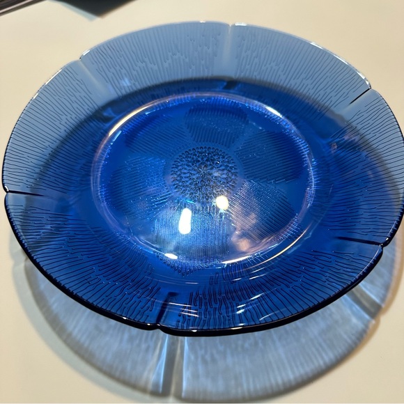 Three Forte Crisa Cobalt Glass Sunflower Coupe | Soup Bowls - Picture 8 of 8